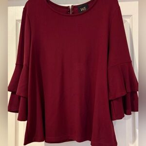 Anthropologie W5 Top  Women's XL 3/4 Sleeve- Burgundy/Wine